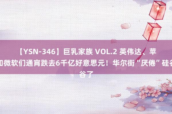 【YSN-346】巨乳家族 VOL.2 英伟达、苹果和微软们通宵跌去6千亿好意思元！华尔街“厌倦”硅谷了