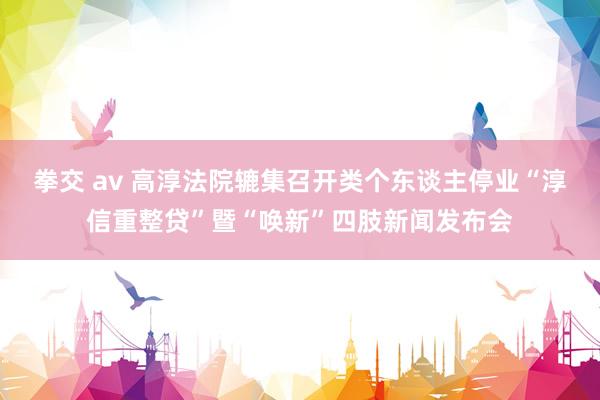 拳交 av 高淳法院辘集召开类个东谈主停业“淳信重整贷”暨“唤新”四肢新闻发布会
