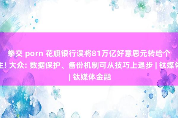 拳交 porn 花旗银行误将81万亿好意思元转给个东谈主! 大众: 数据保护、备份机制可从技巧上退步 | 钛媒体金融