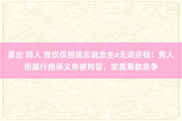 露出 同人 我仅仅担保东说念主≠无须还钱！男人拒履行担保义务被拘留，家属筹款息争